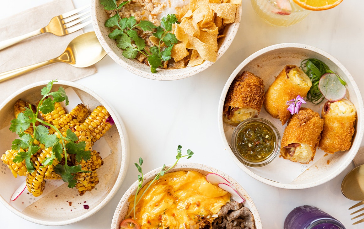 several of kusukas dishes on a table